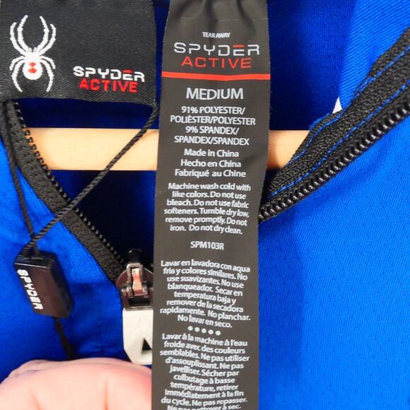 NEW Spyder Active  Men's  Medium Long Sleeve 1/4 Quarter Zip Shirt  Royal Blue - Picture 10 of 13